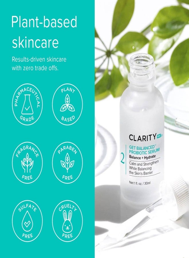ClarityRx Get Balanced Probiotic Hydrating Face Serum, Natural Plant-Based Skin-Balancing Treatment with Hyaluronic Acid & Antioxidants for Normal & Aging Skin (1 fl oz) - Image 5